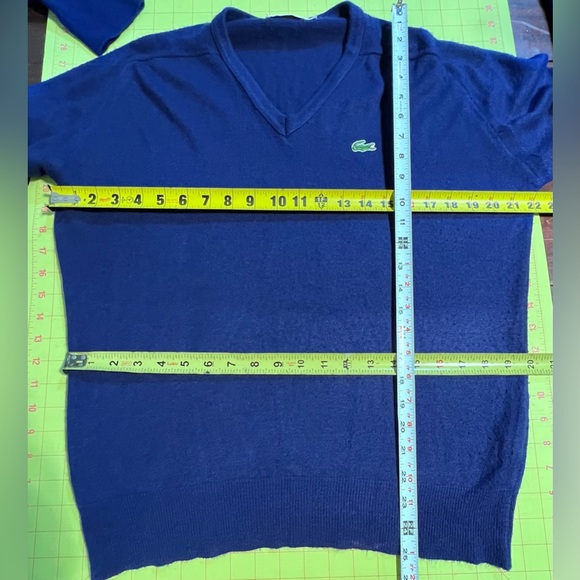 VINTAGE 60s Lacoste Izod knit sweater tennis vneck navy alligator crocodile logo - Picture 10 of 11